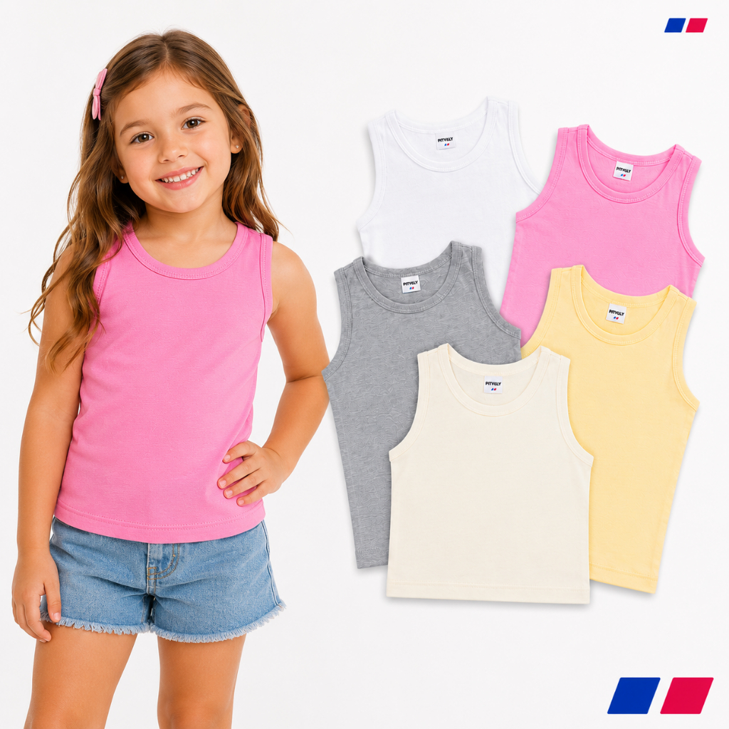 Blusinha Infantil Feminina Blusa Regata Tecido Cotton Verão Blusinhas Básicas Juvenil