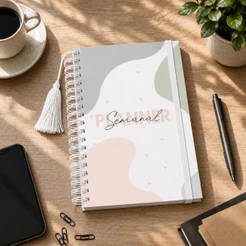 Agenda Planner Semanal Visão Semana Capa Dura A5 100 Páginas Planejamento Semanal Rosa e Verde