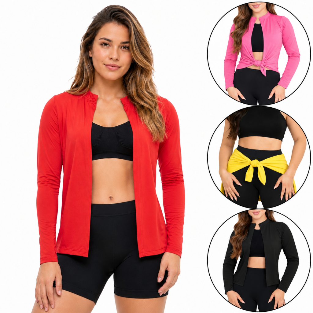 Cardigan Feminino UV 50+ Casaquinho Proteção Solar Manga Longa Academia
