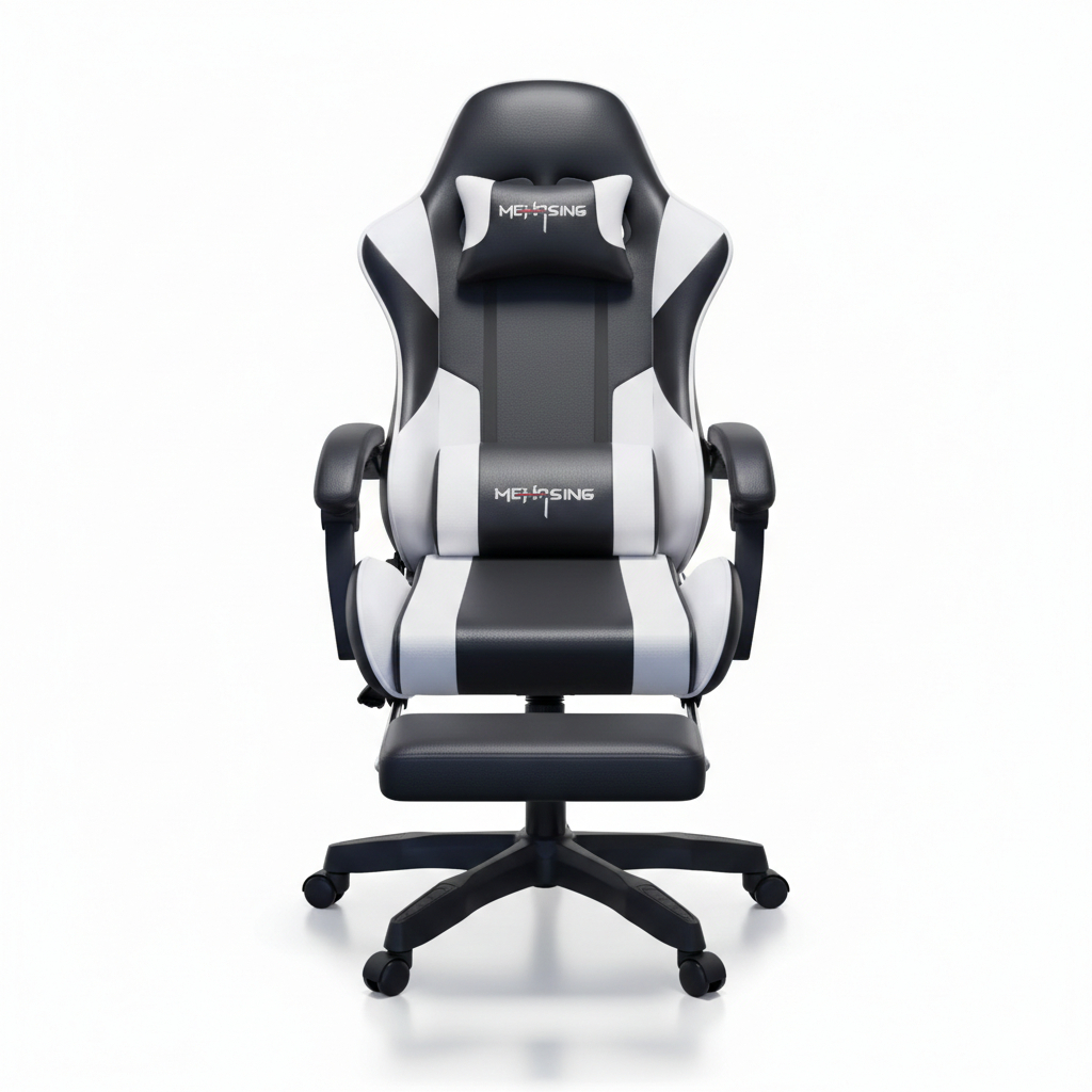 Cadeira Gamer Ergonômica Preta e Branca com Apoio
