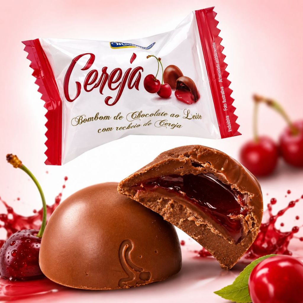 Kit 3 caixas Bombom Cereja Licor Chocolate ao Leite Montevérgine 55g — imagem 2 de 2