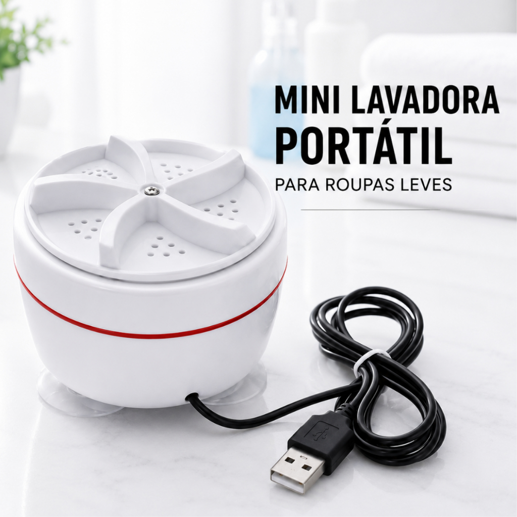 Mini Máquina de Lavar Roupas Portátil Panos Toalhas Balde Ultrassônica Lavanderia USB Lava Louças