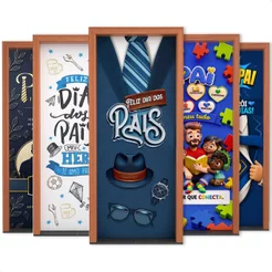 Capa de Porta Decorativa Dia dos Pais 0,80×2,10m Sublimada com Elástico Veste Fácil Em Tecido