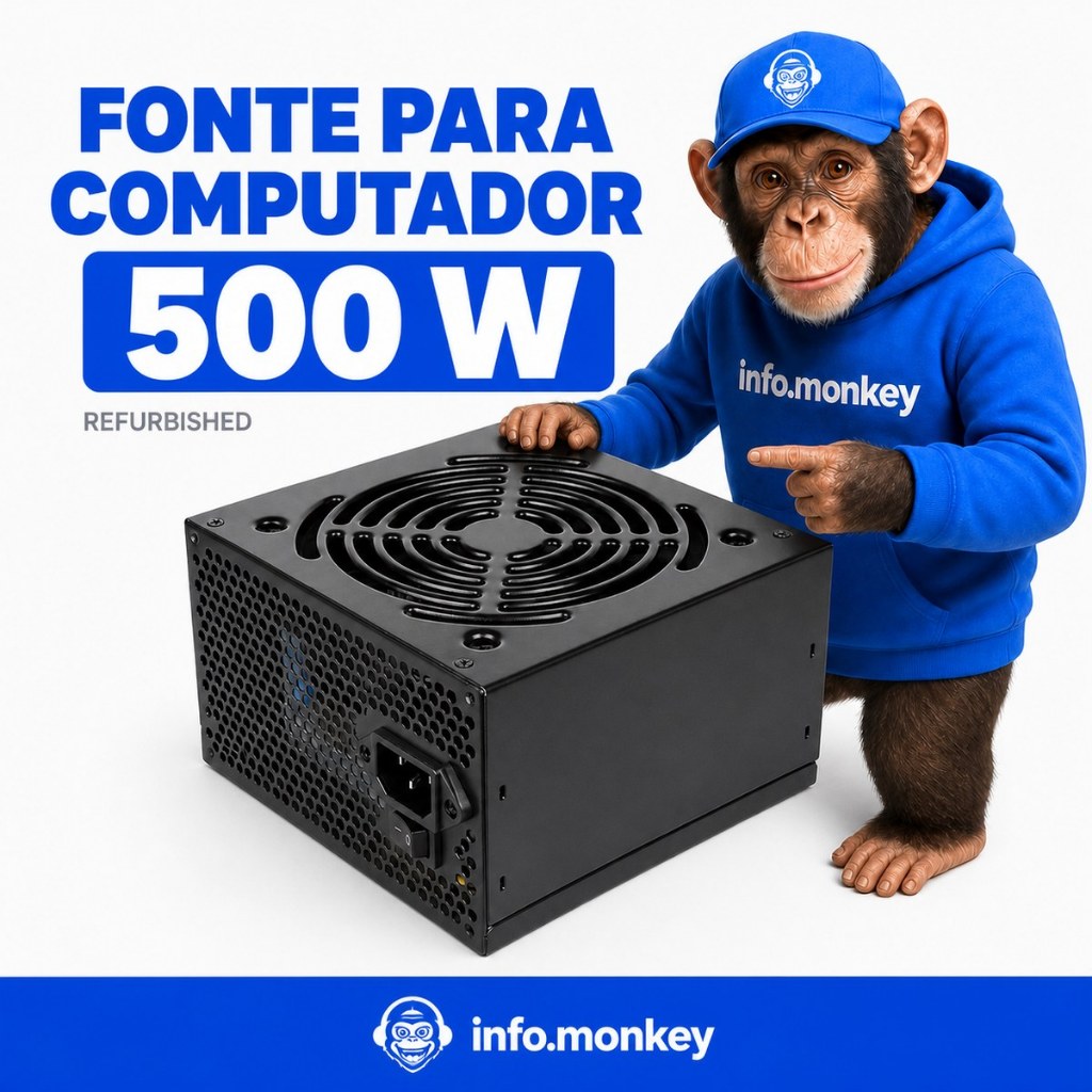 Fonte ATX 24 Pinos 500W Preta - MARCAS VARIADAS