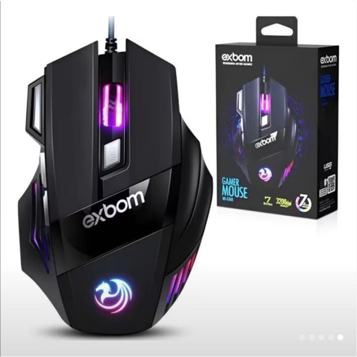 🖱️ Mouse Gamer Exbom LED RGB USB – Alta Precisão e Desempenho