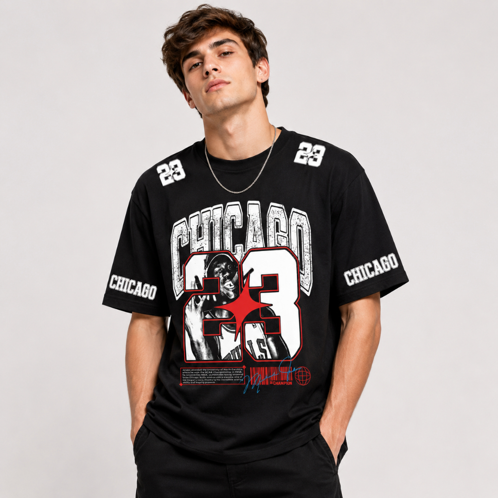 Camisa 23 Chicago Estilo Basquete T-shirt Hype Estampada Blusa Masculina Unissex Algodão Casual Dia a Dia 23