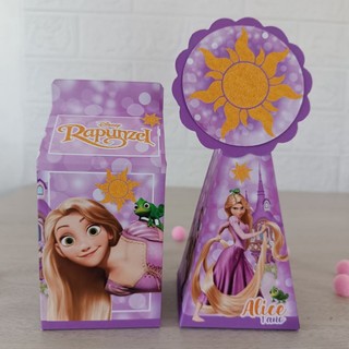 CAIXA MILK E PIRÂMIDE CONE /PERSONALIZADAS TEMA RAPUNZEL ENROLADOS, LEMBRANCINHAS COM NOME E IDADE