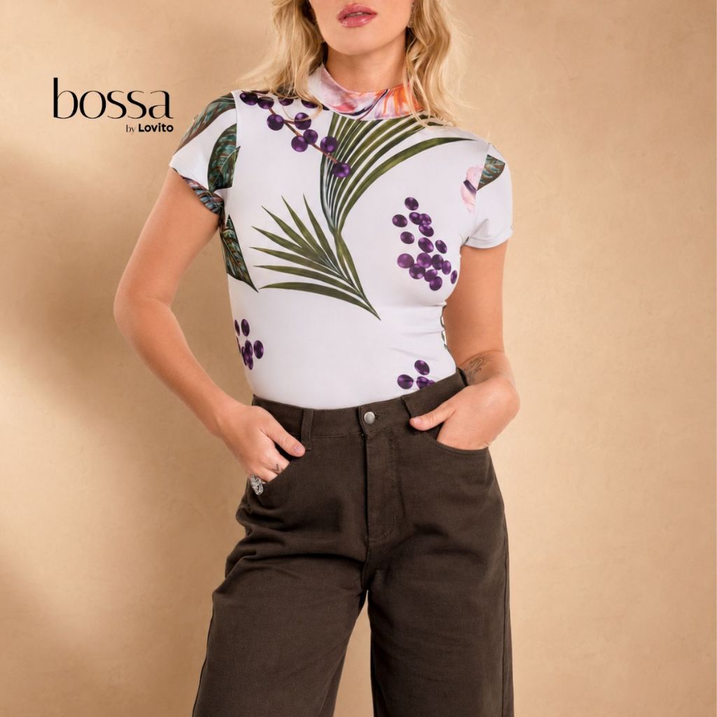 Lovito Bossa Baby Look Estampada Gola Alta BLB19762006
