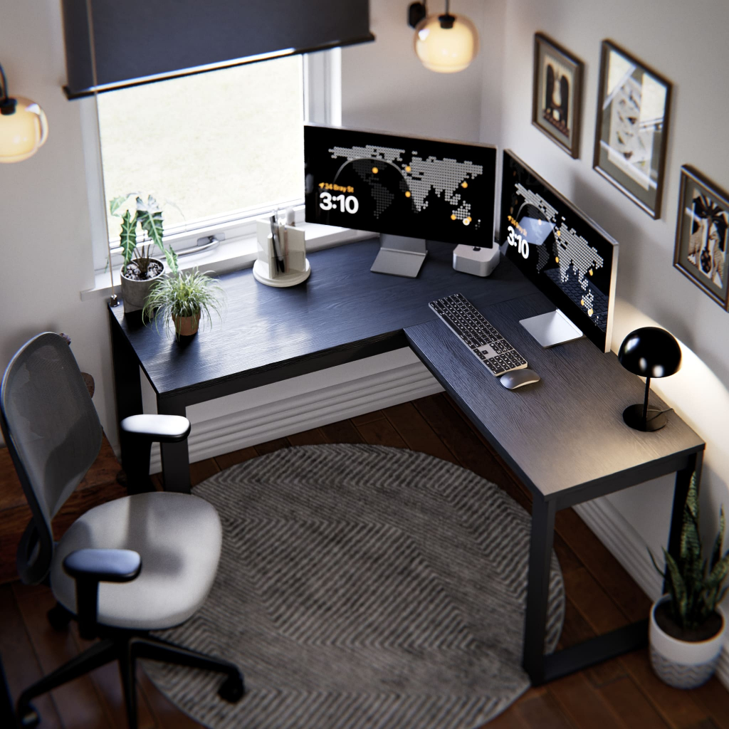 Escrivaninha De Canto Home Office Industrial Berlim Em L Mesa Grande Para Escritório E Quarto MDF