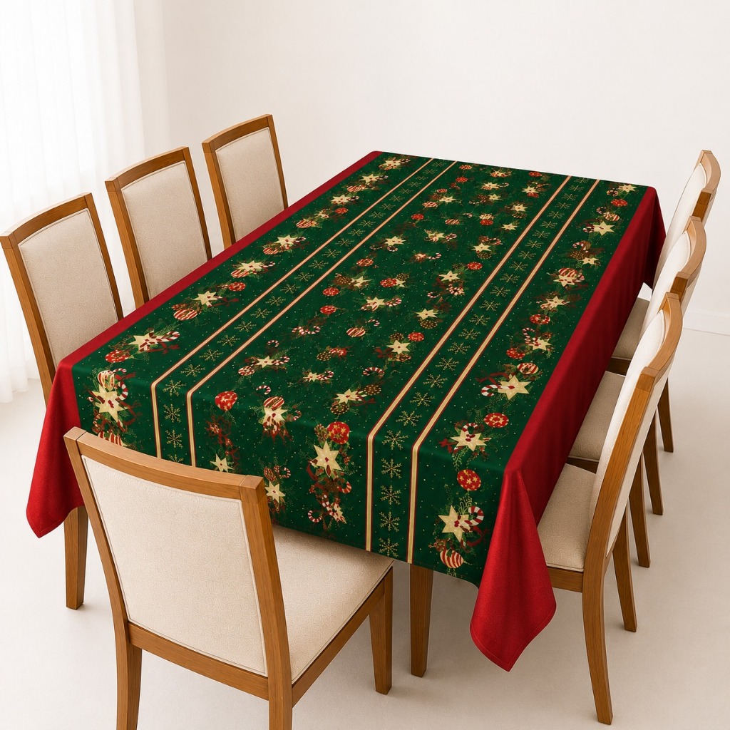 Toalha de Mesa de Natal Oxford Fio Tinto 4/6/8 Lugares