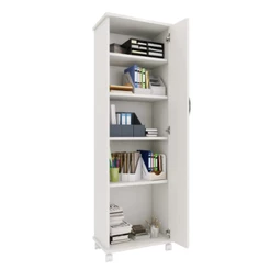 Armario Para Lavanderia Organizador 1 Porta C/ Rodas 160cm Branco