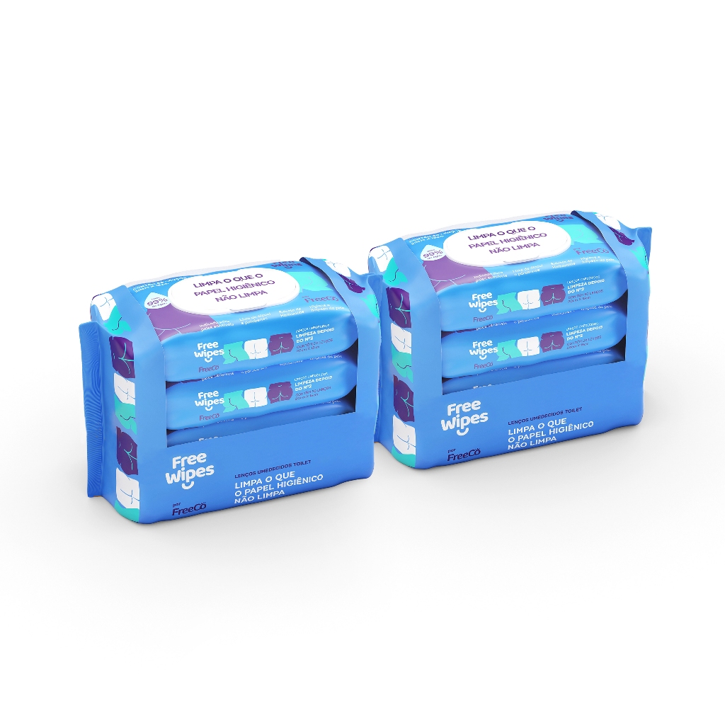 Kit 2 Promo Pack Lenços Umedecidos Free Wipes nº 2 – Higiene Completa (400 un.)