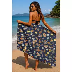 Canga Saída de Praia em Viscose Estampa Indiana