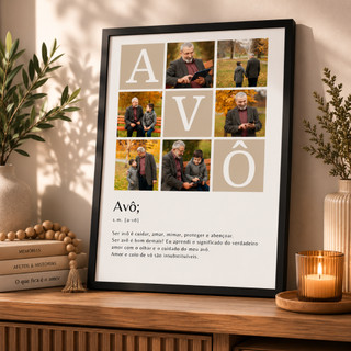 Quadros Vovô Personalizado Com Fotos e Moldura de Madeira (Enviar as fotos após a compra)