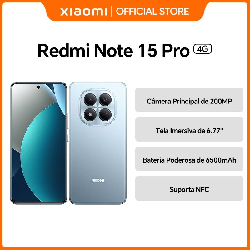 ! NOVO ! Celular Xiaomi Redmi Note 15 Pro 512GB OU 256GB com Nfc Global fonte br