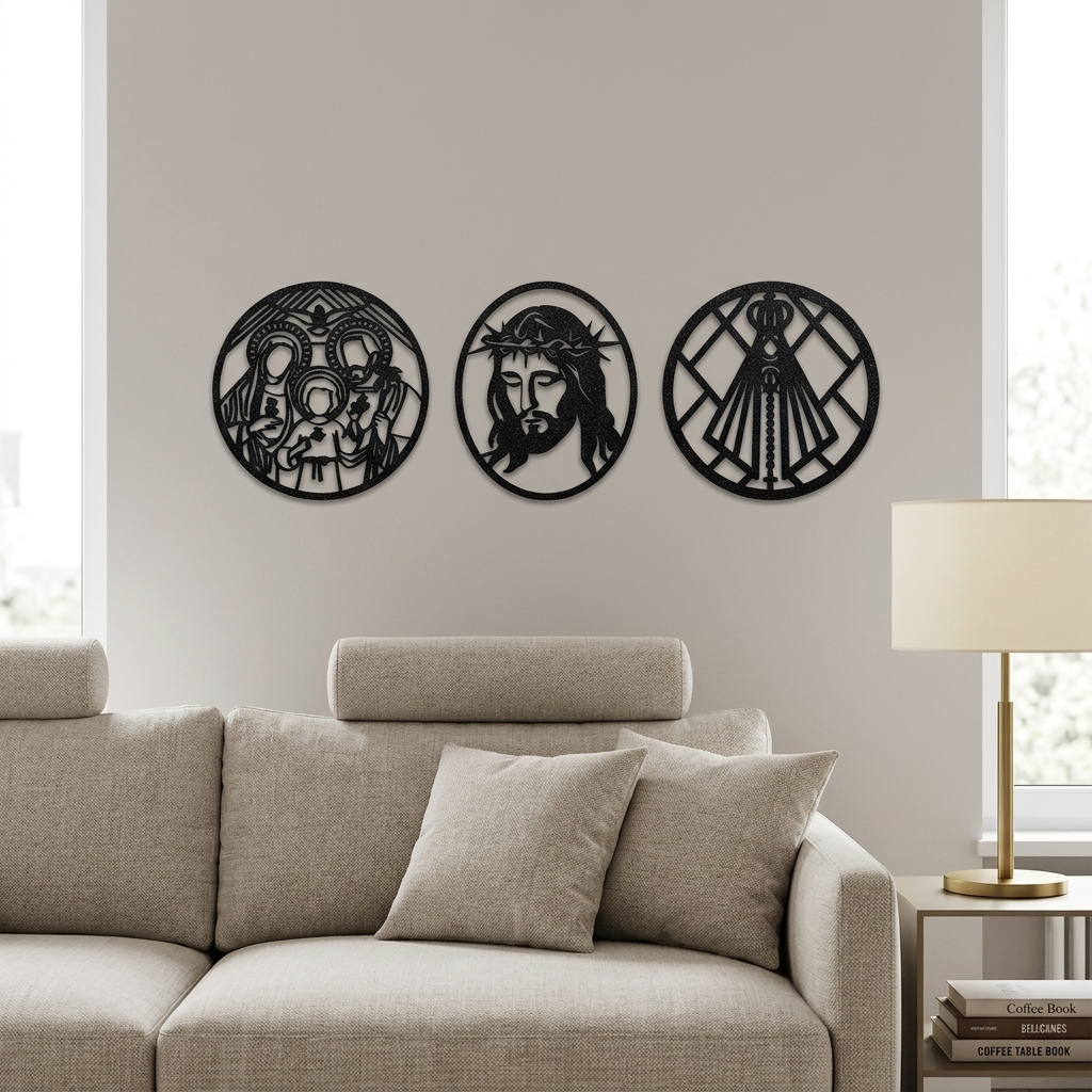 Quadros Religiosos Jesus Sagrada Família Nossa Senhora Aparecida Decorativo Parede Mesa Plástico