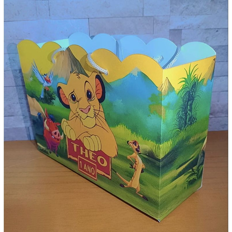 Kit Sacolinhas Surpresa Personalizadas Tema Leãozinho Infantil Aniversário Lembrancinha