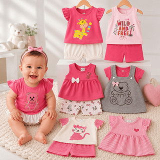 Kit 6 Peças Menina Bebê Infantil Peças de Roupas Inverno Infantil Fashion Short Blusa Alg…