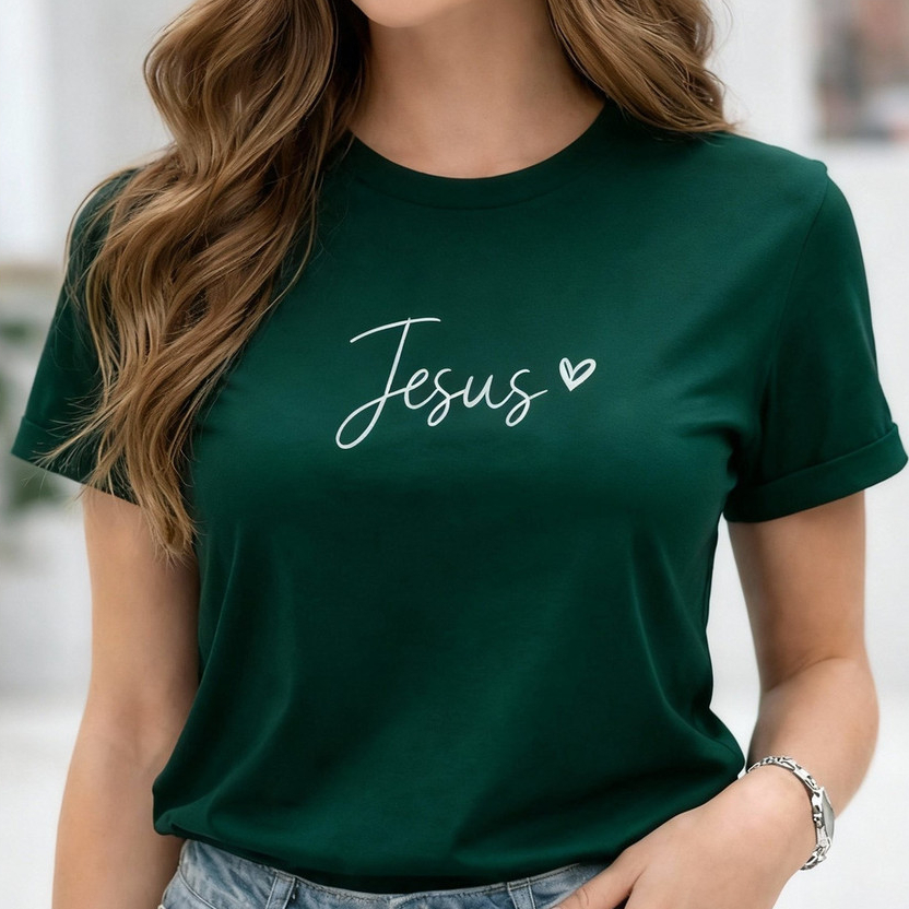 Camiseta Feminina Estampa Jesus Blusa 100% Algodão T-shirt Básica Blusa Feminina Camisa Casual