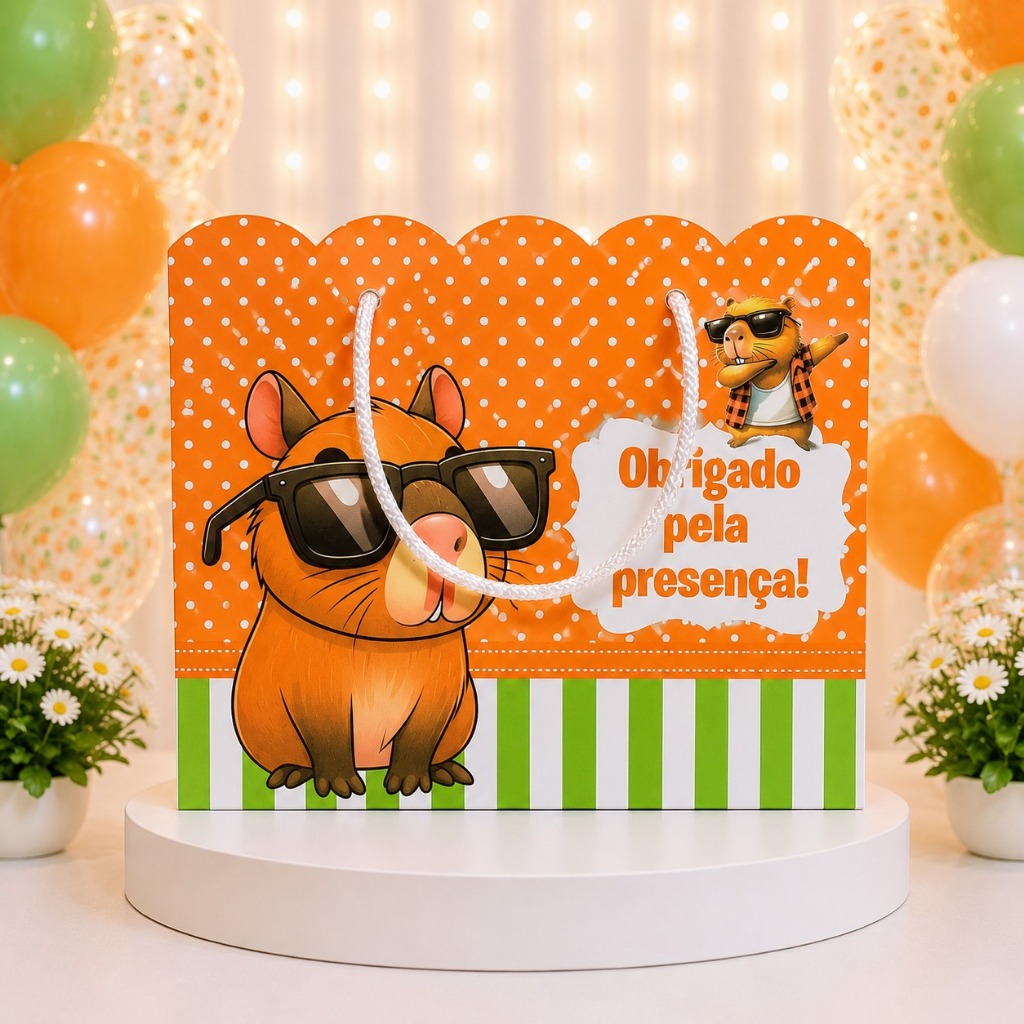 Sacolinha Surpresa Grande Personalizada Lembrancinha Capivara - MONTE EM CASA
