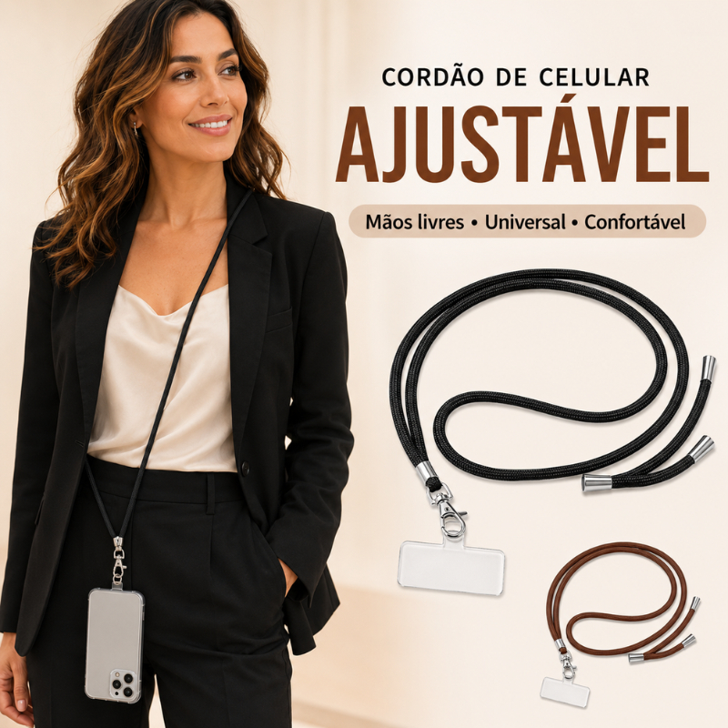 Cordão de Celular Ajustável Alça Anti Furto Para Celular Modelo Universal