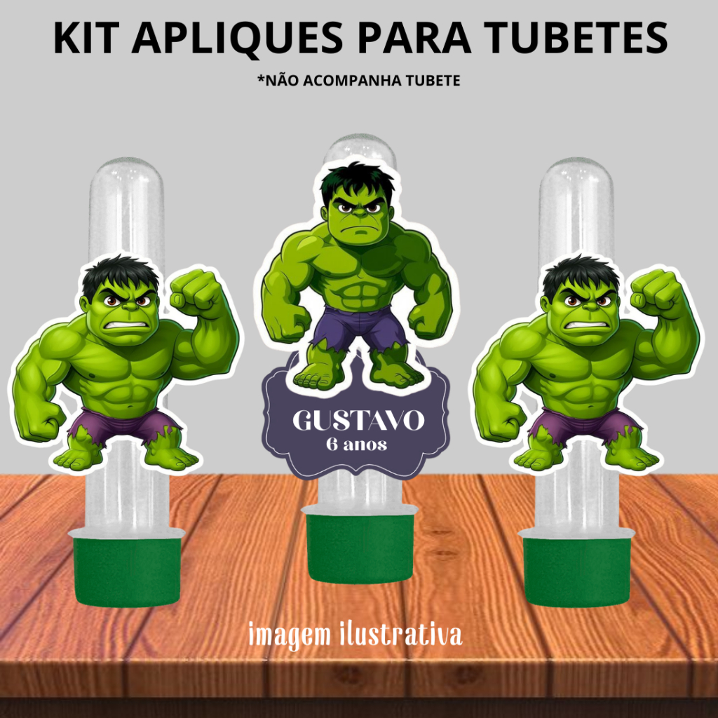 KIT APLIQUE PARA TUBETE HULK PERSONALIZADO COM NOME E IDADE ANIVERSARIO FESTA INFANTIL LEMBRANCINHA