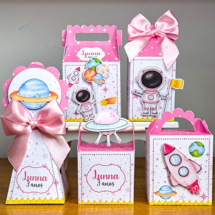 Kit Festa Astronauta menina para Lembrancinhas Decoração Festa Infantil