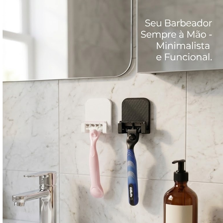 Suporte Universal Porta Aparelho de Barbear Com fita Dupla Face para Parede Sem furos Organizador de banheiro e Gilette