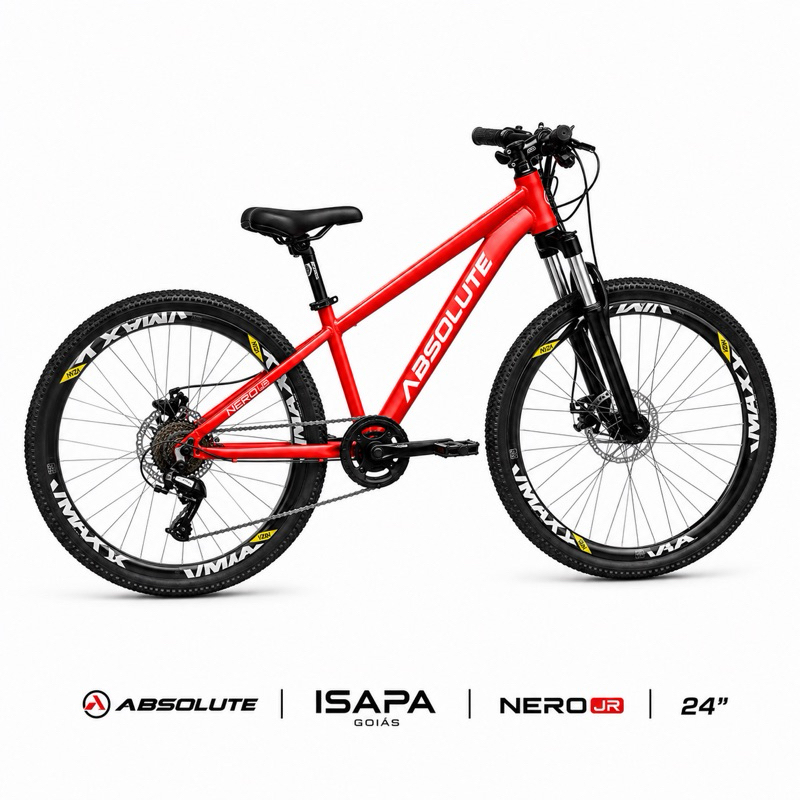 Bicicleta Absolute Nero JR Aro 24 Alumínio Freio a Disco kit de transmissão 7x1