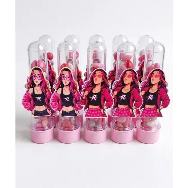 20 Tubetes  Emily Vick Festa Infantil com Aplique 12cm diversos temas lembrancinha