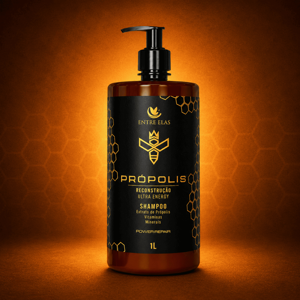 Shampoo de Própolis 1L Reconstrução Hidratação Cabelo Danificado Extrato Propolis Vitaminas Minerais