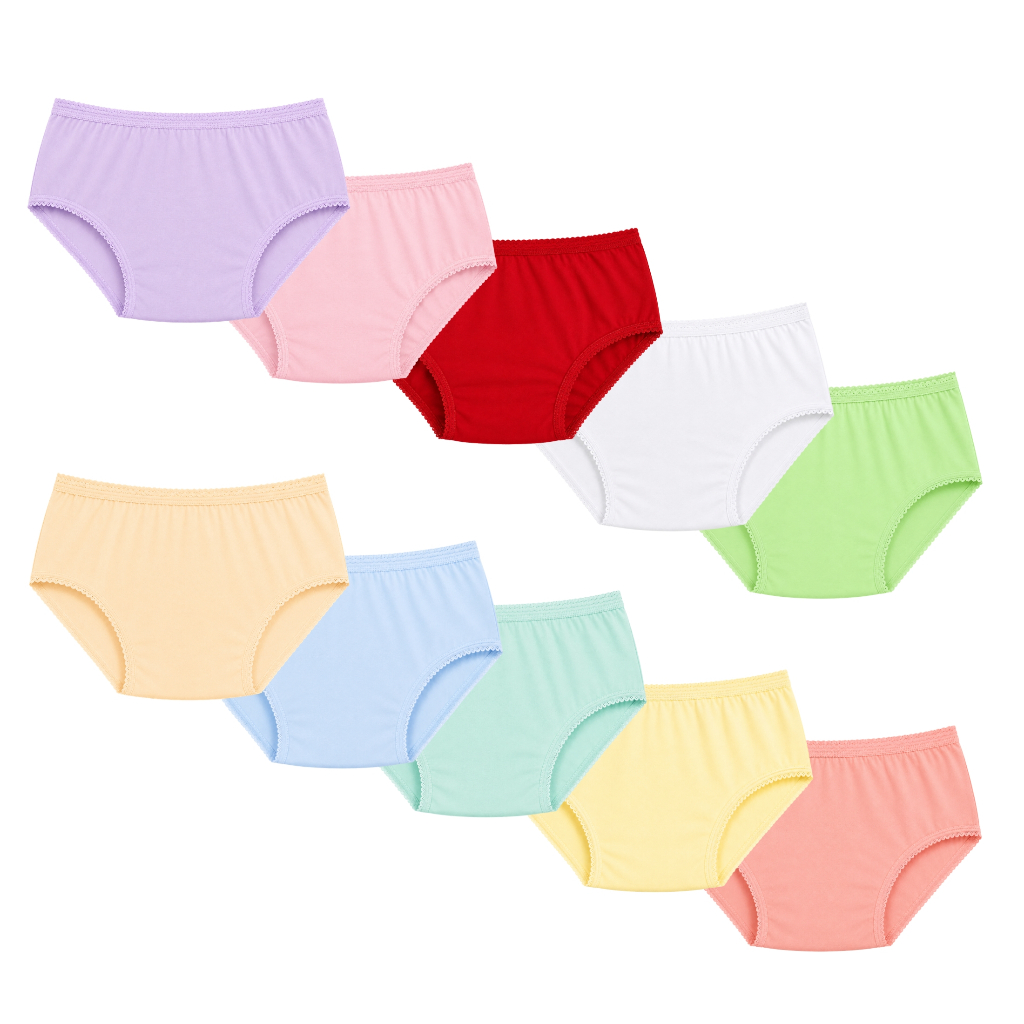 Kit 5-10 Calcinhas Infantis Menina Lisa Sem Estampas Bebê Tecido Premium Forro Confortável