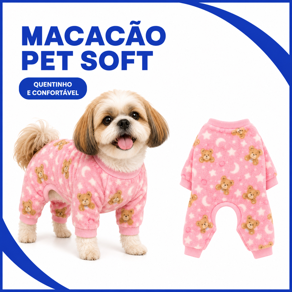 Macacão Soft Para Cachorros Roupinha Quente e confortável Pijama Pets