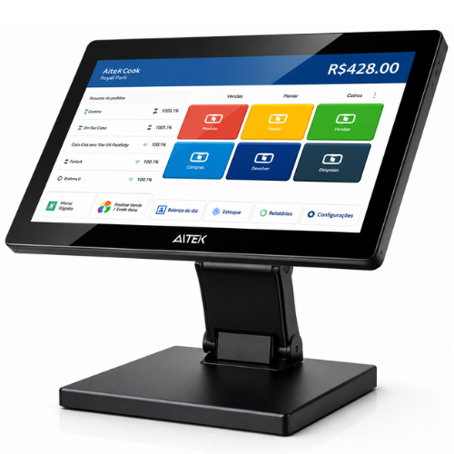 Terminal POS PDV Touchscreen 15,6" Full HD Intel J6412 8GB SSD 128GB Windows Frente de Caixa
