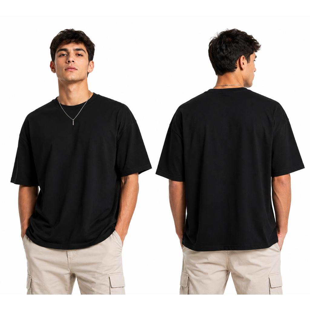 Camiseta Oversized Masculina Lisa Streetwear Algodão Premium Manga Curta