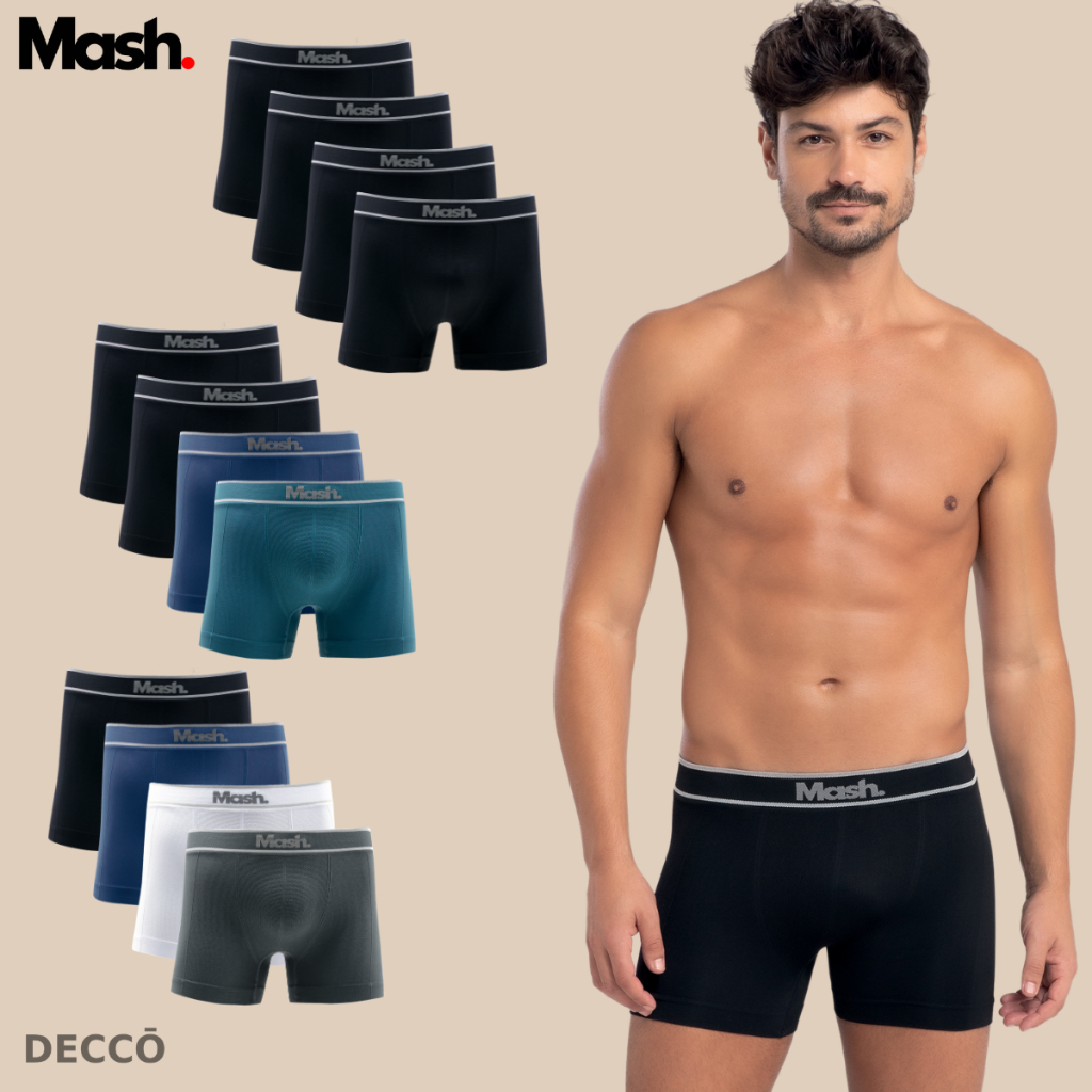 Kit 4 Cuecas Boxer Microfibra Mash Sem Costura Box Masculina Confortavel Origina