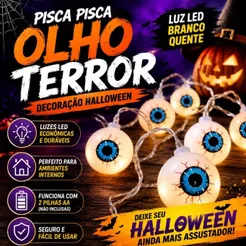 Luminária De Led Varal Decorativo Halloween Dia Das Bruxas Decoração Ambiente Varal De Led 2 Metros