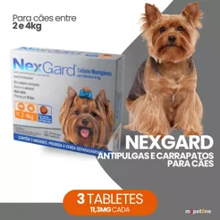NexGard 11,3 mg para Cães de 2 a 4 Kg - 3 Tabletes