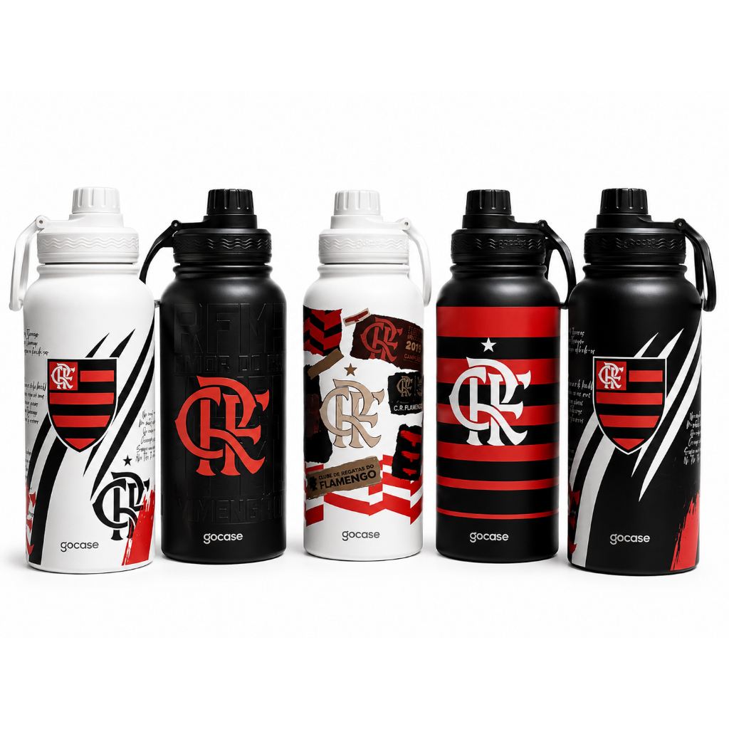 Garrafa Térmica Flamengo Rubro Negra Gocase Aço Inoxidável 950ml
