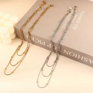 Colar e Pulseira Feminina Multicamadas com Bolinhas | Aço Inoxidável | Estilo Minimalista Luxo