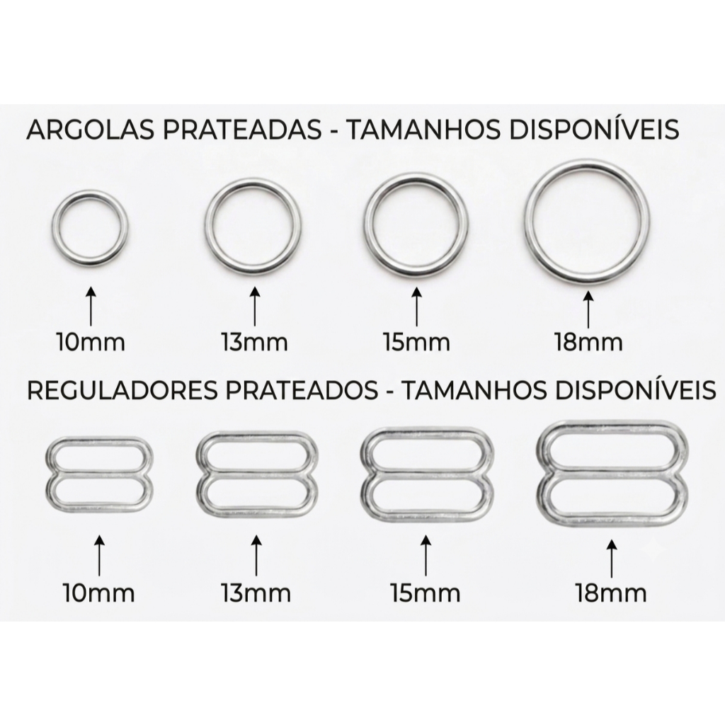 Kit 100 Argolas e Reguladores de Metal | Prata e Dourado | Diversos Tamanhos — imagem 2 de 2