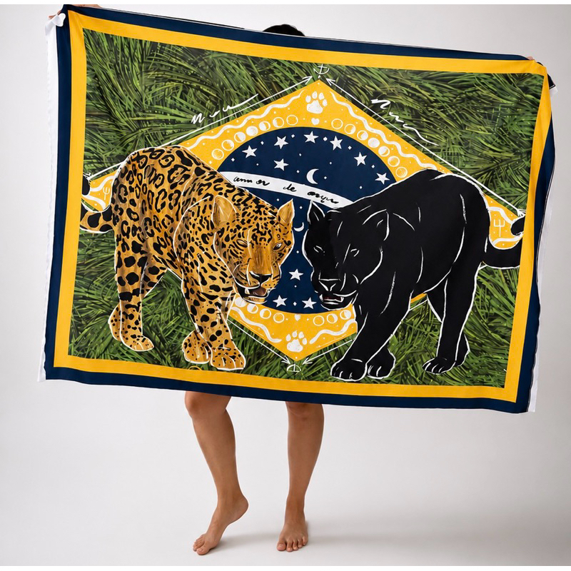 saída de praia tecido estampado canga moda praia pareo verão