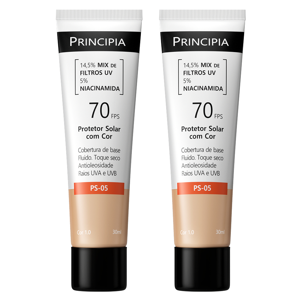 Principia kit com 2 Protetores solares com cor PS-05-escolha seu tom