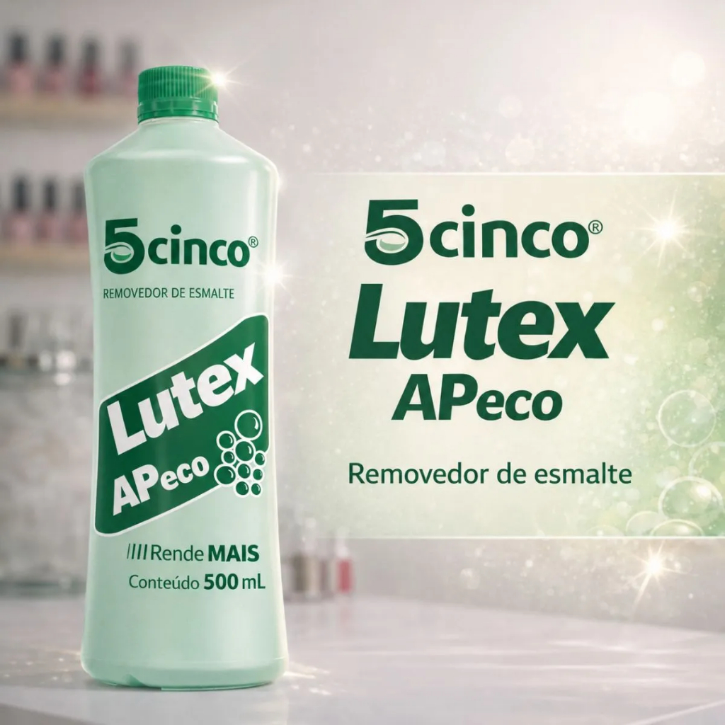 REMOVEDOR DE ESMALTE ACETONA LUTEX 5CINCO 500ML - NÃO RESSECA, NÃO MANCHA, REMOVE GLITTER