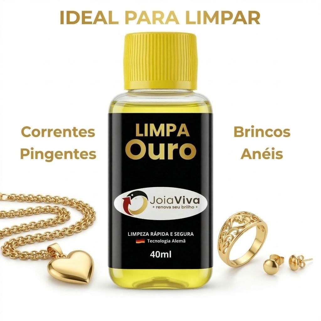 Limpa Ouro 40ml para Semijoias Folheadas Banhadas e Joia 18k - Renove o Brilho Dourado dos Acessórios Rápido e Fácil