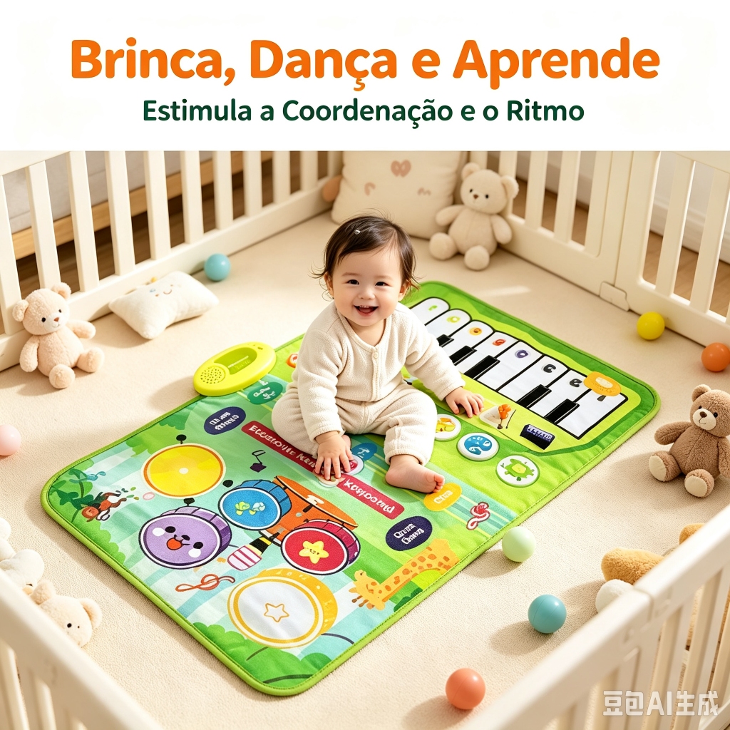 Tapete de Atividades Musical Piano Infantil Interativo Teclado