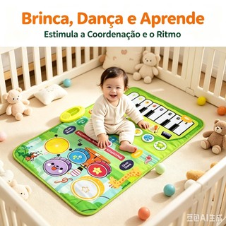 Tapete de Atividades Musical Piano Infantil Interativo Teclado
