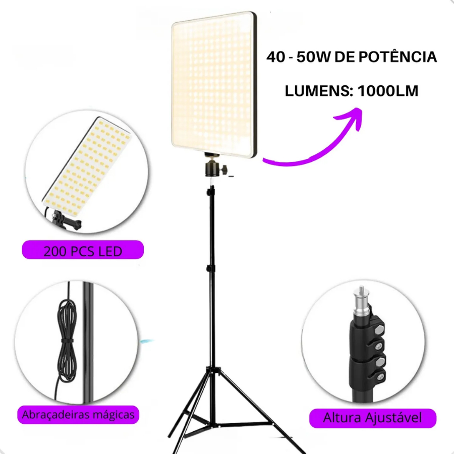 Ring Light Iluminador 16 Polegadas Led Foto Profissional 40cm com Tripé Luz Branco Quente Frio Morno 110V/220V