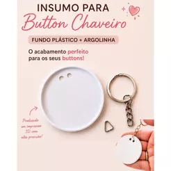 10 Bases Plásticas para Bottons Chaveiros de 44mm com Argola de Metal
