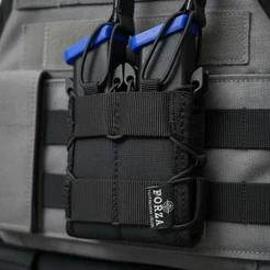 PORTA CARREGADOR DE PISTOL DUPLO FAST MAG MODULAR MOLLE RIGIDO RESISTENTE CORDURA FORZA